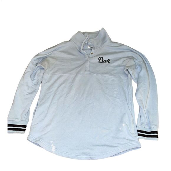 5/$25 DEAL VS PINK VARSITY QUARTER SNAP PULLOVER BLUE Sz Small - Picture 4 of 14